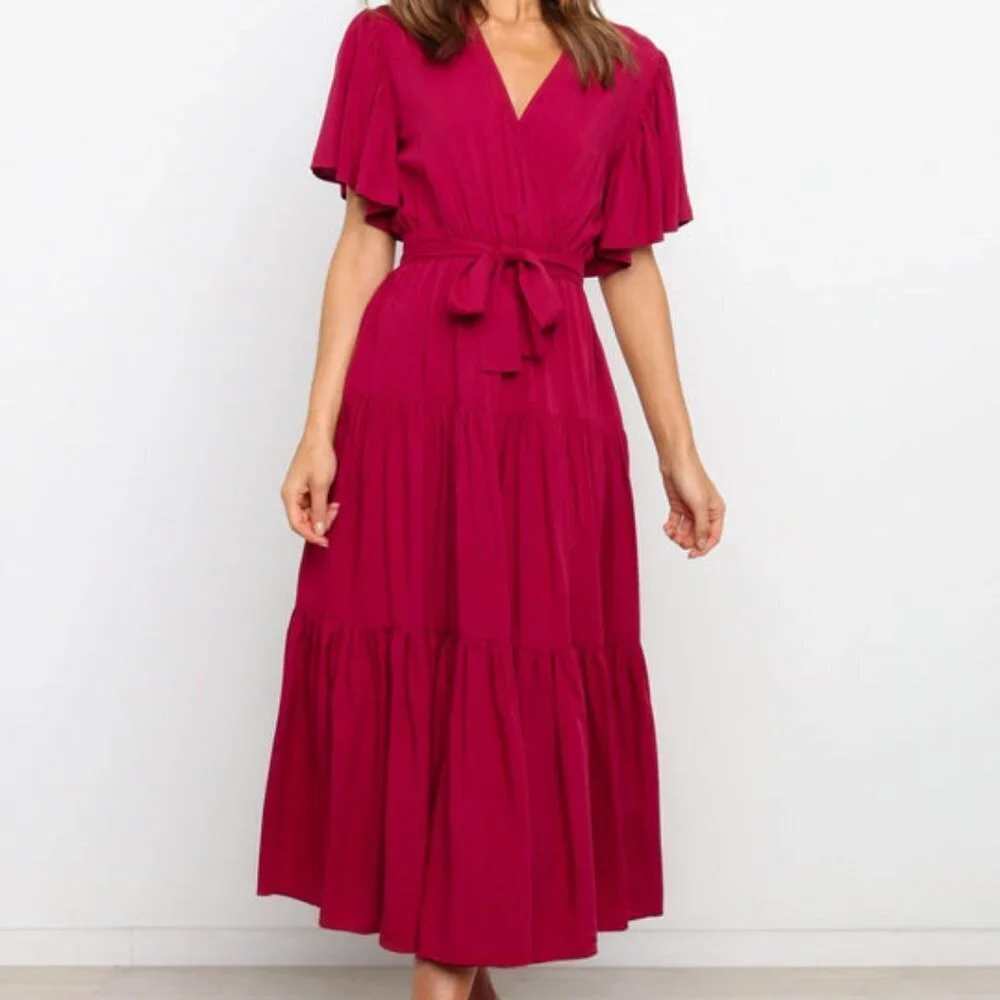 #23❤️ NWOT PETAL & PUP BARKER DRESS IN WINE - Picture 7 of 9